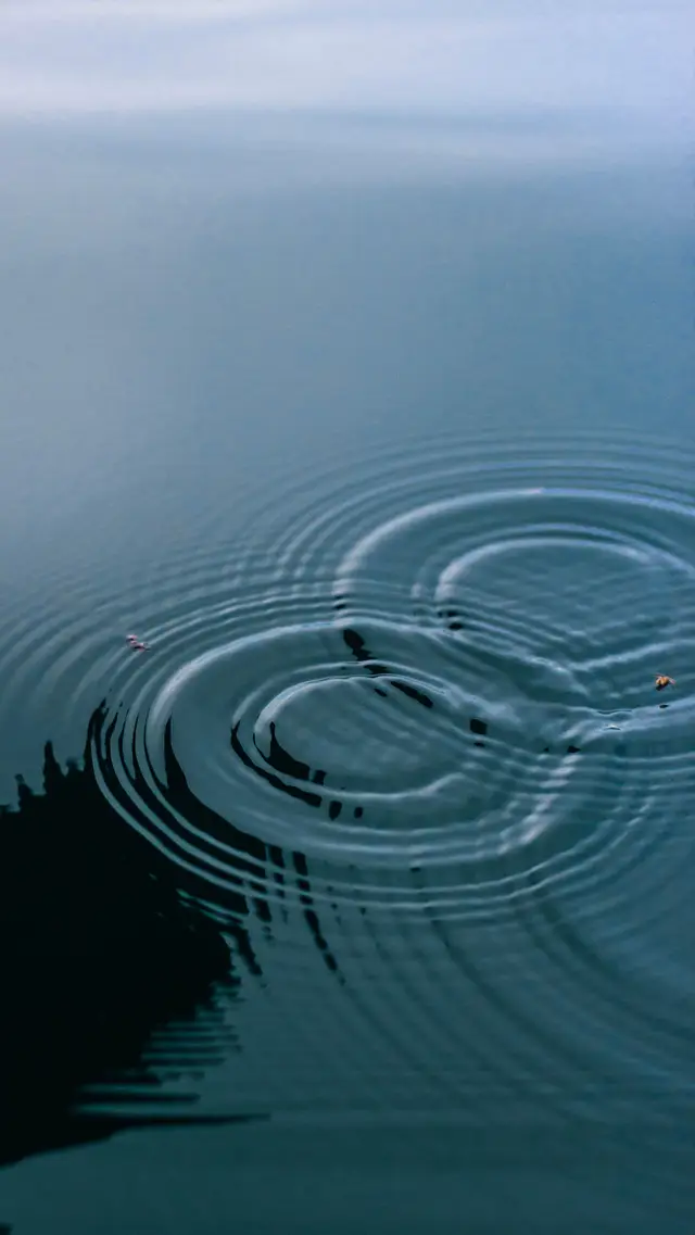 Sample image: a single ripple on dark, still water